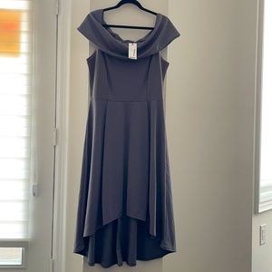 Grey off the shoulder classic dress